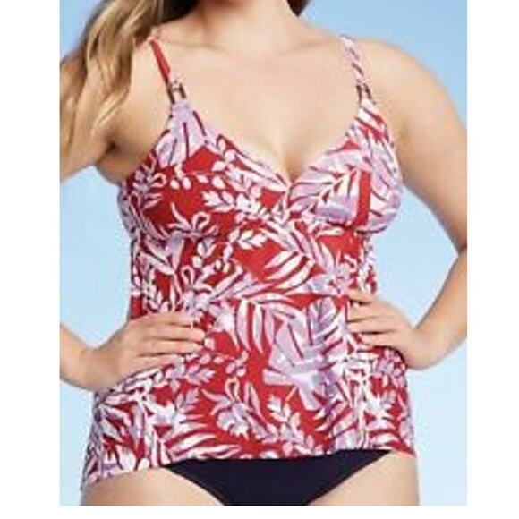 Kona Sol Tankini Swimsuit Bikini Sharkbite Hem Top Layered Leaf S Full Coverage - Picture 7 of 9